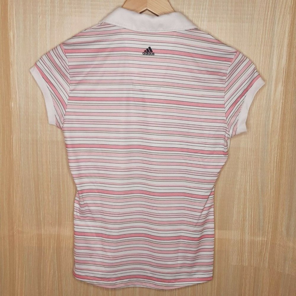 Adidas Women's Clima Cool Pink Striped Polo. Small - Picture 2 of 6